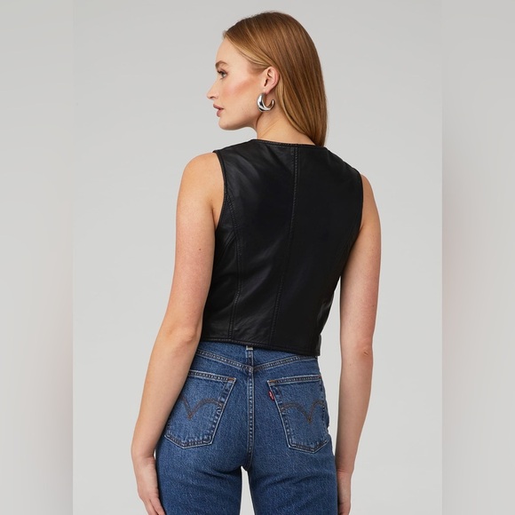 Lamarque Kallie 100% Leather Vest Top Black - Small - Picture 2 of 9